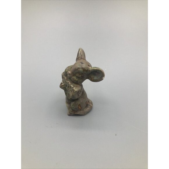 Vintage Ceramic Cute Mouse Eating Cheese Figurine Drip Glazed AS IS - Picture 4 of 9